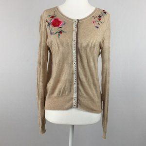 Anthropologie Sparrow cream & white cardigan Sz M